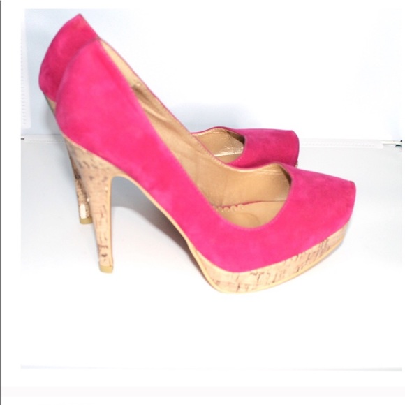 torrid Shoes - Torrid pink Velvet Cork heels platform shoes